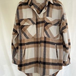 Pink Martini Collection, plad Button Down Shirt Jacket New For Fall 2023